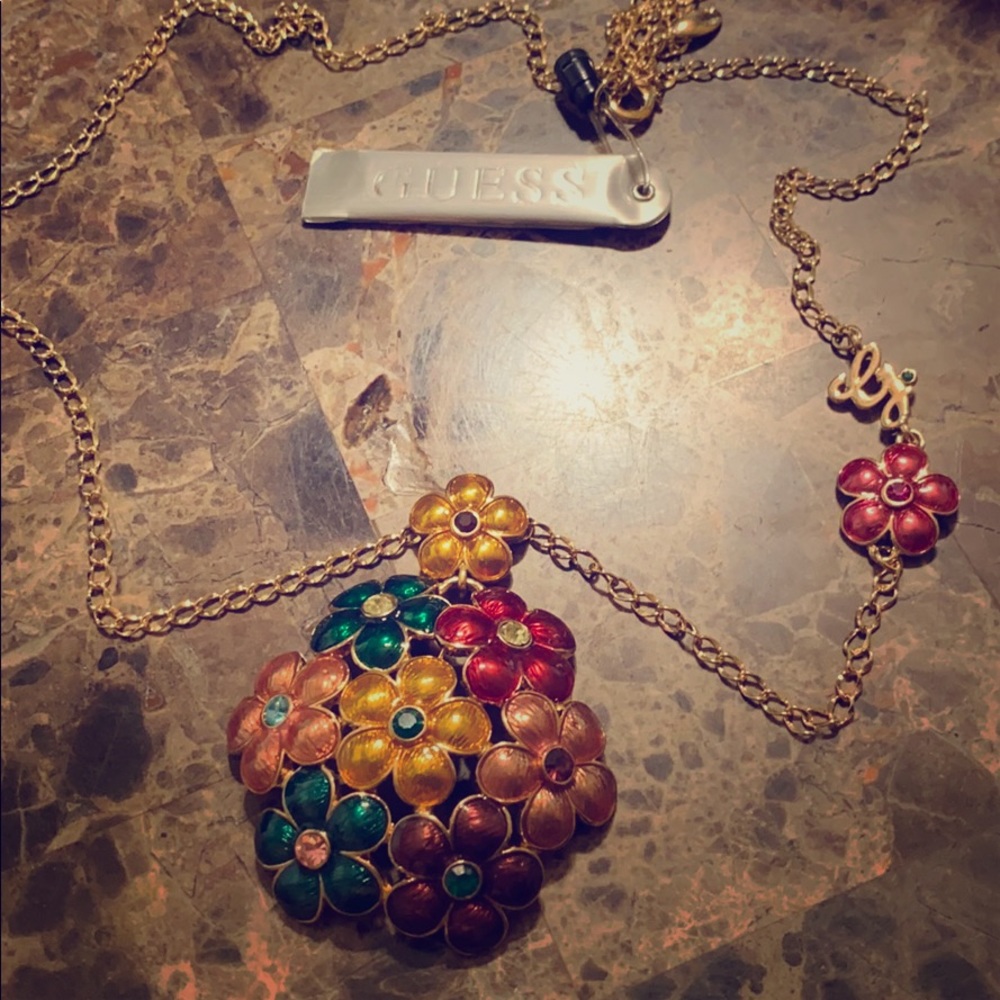 Guess Metal Flower Necklace